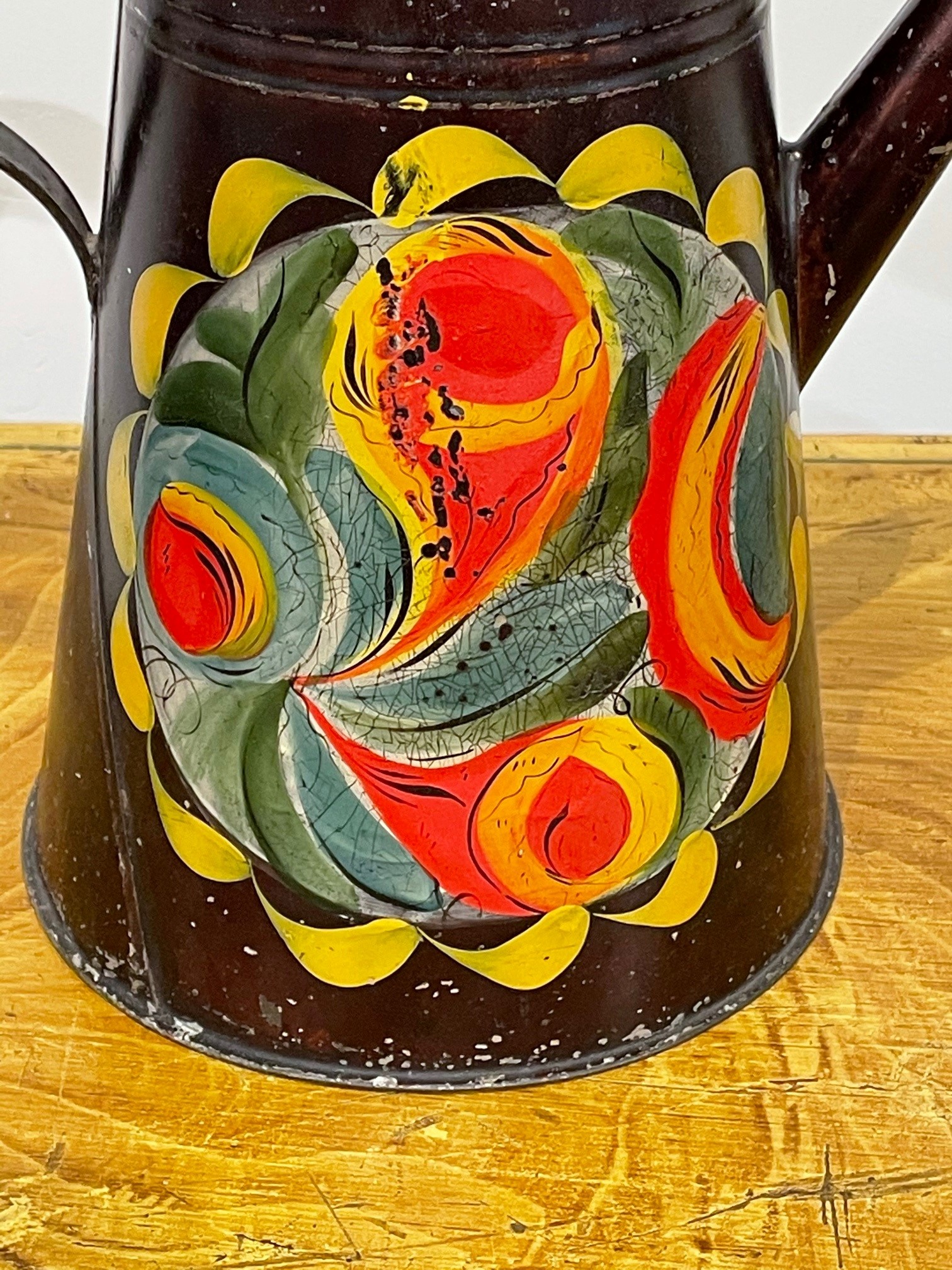 painted toleware coffee pot rel=