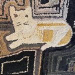antique cat hooked rug