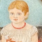 watercolor portrait miniature of a girl