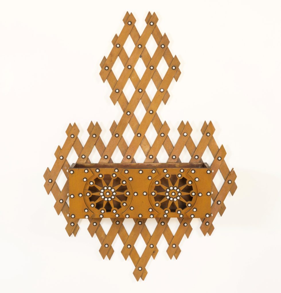 antique lattice-work wall pocket