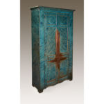 blue paint-decorated cupboard