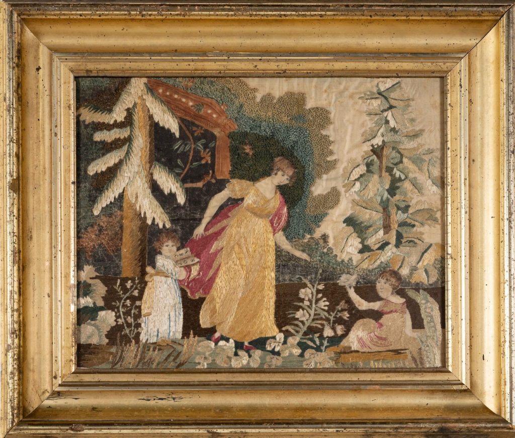 antique silk embroidered picture