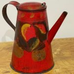 red toleware coffee pot