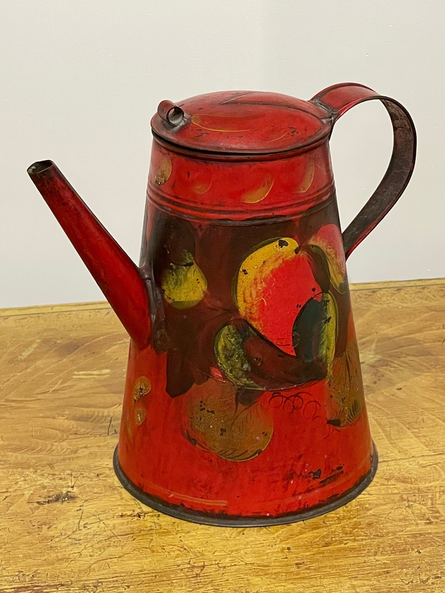 red toleware coffee pot rel=