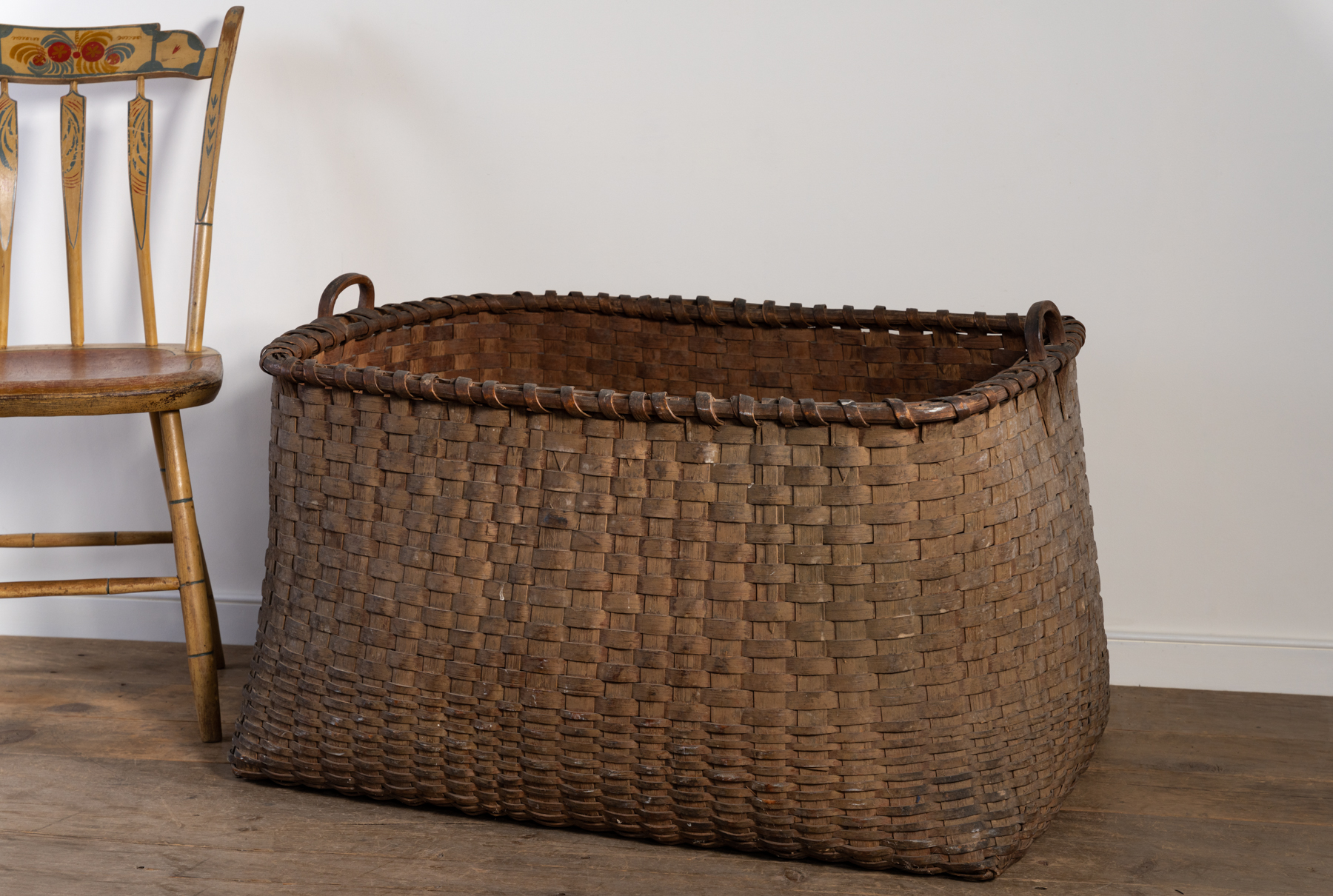 antique oak splint basket rel=