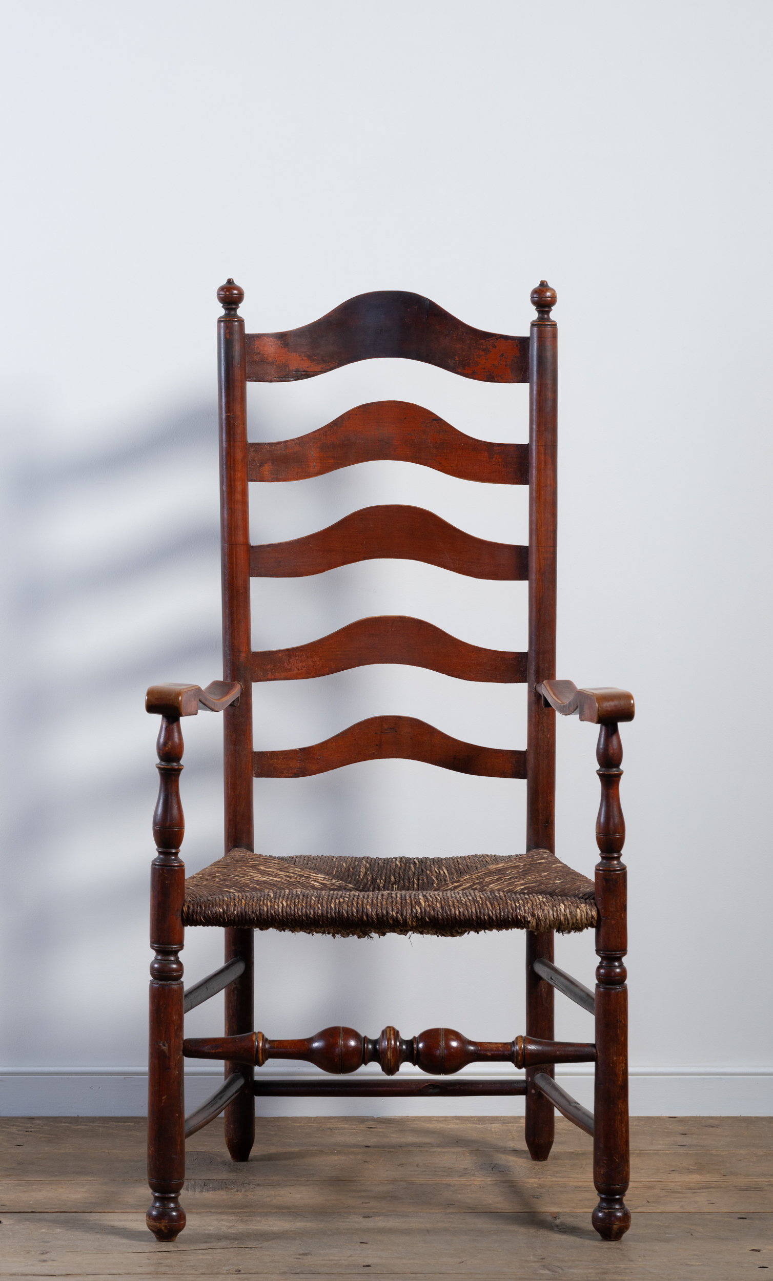 antique Pennsylvania ladderback armchair rel=