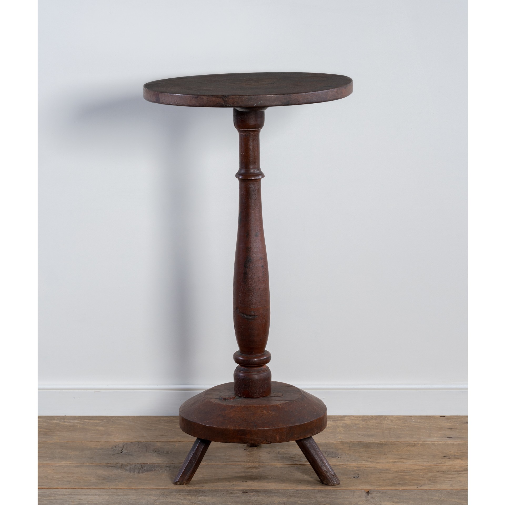 early American walnut candlestand rel=