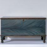 blue-painted blanket chest