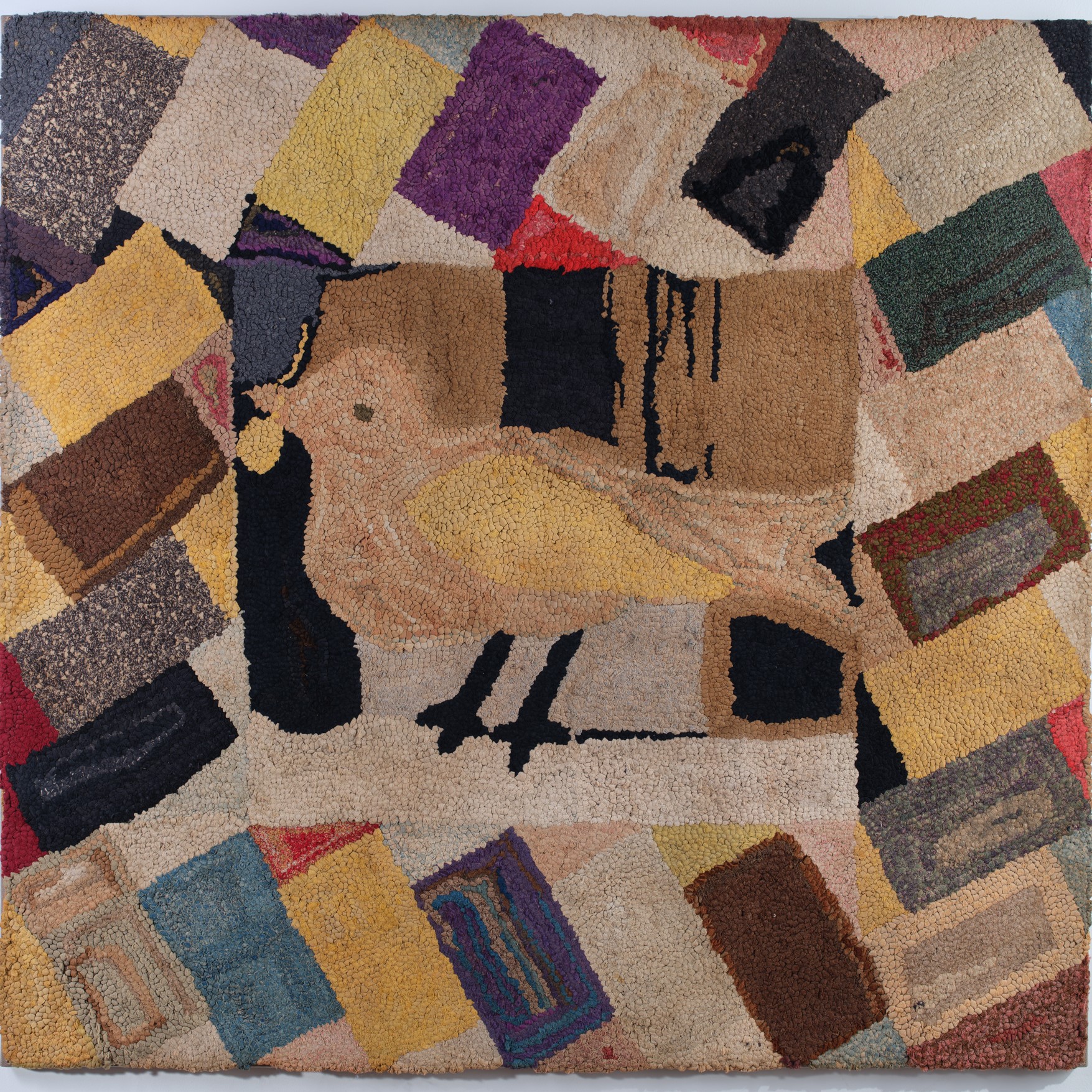 primitive bird hooked rug rel=
