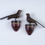 pair carved painted birds