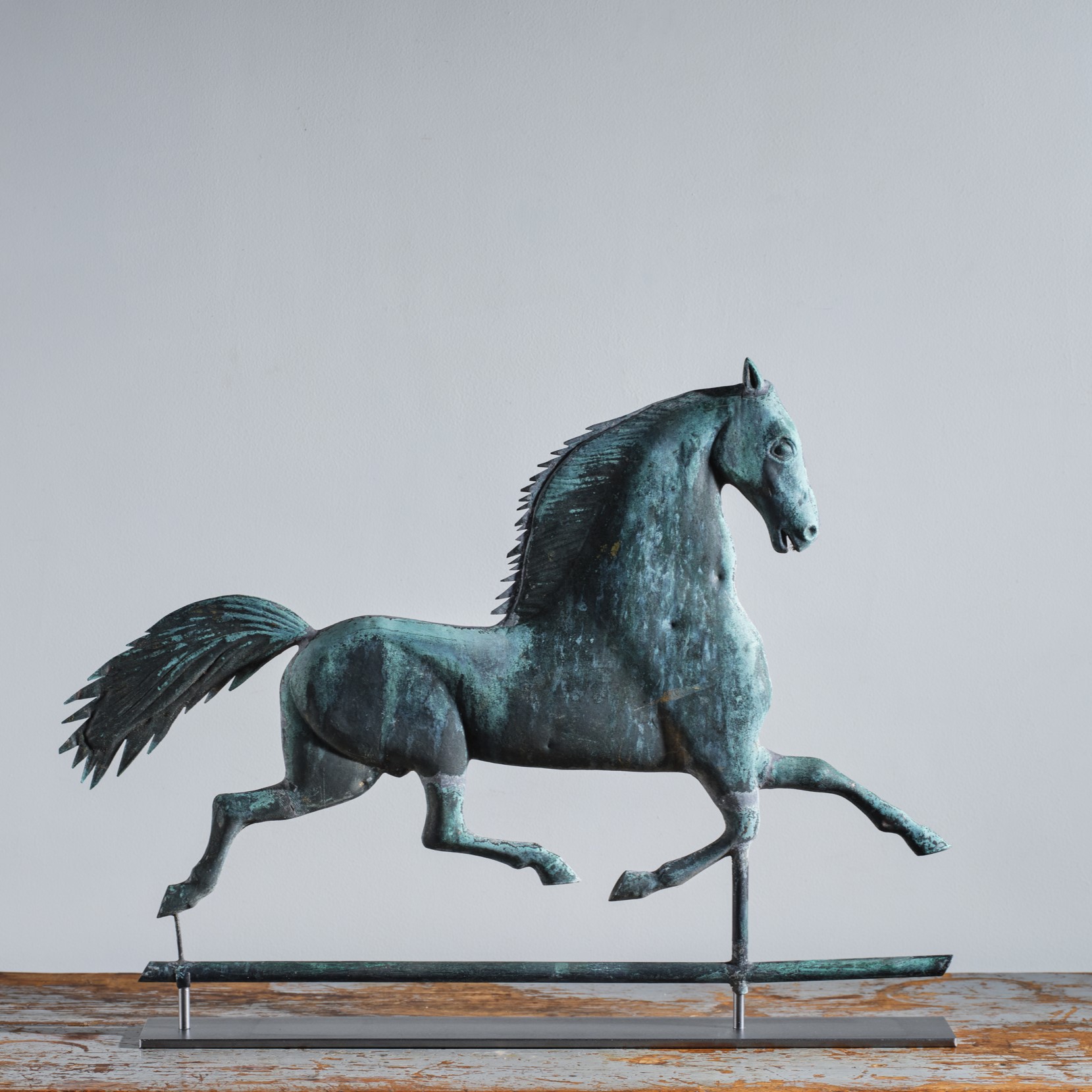 antique trotting horse weathervane rel=