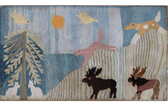 antique animal hooked rug