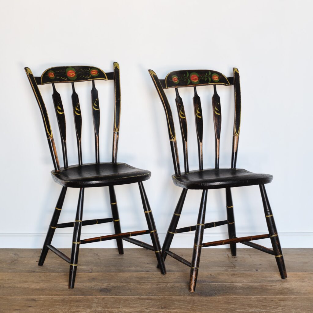 pair decorated side chairs