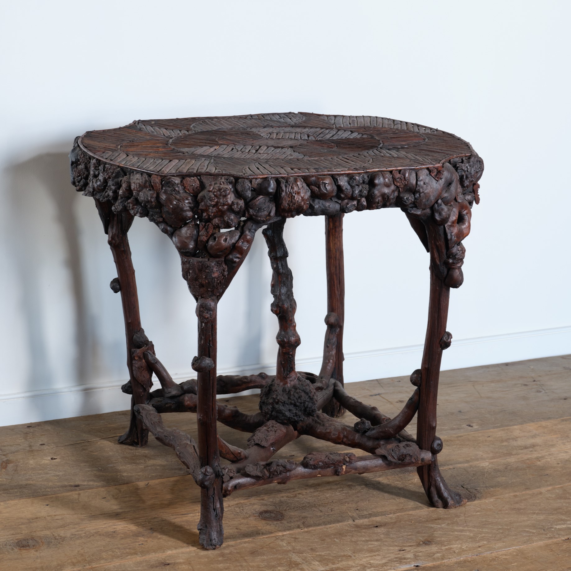 antique rootwood center table rel=
