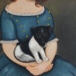 folk portrait girl puppy