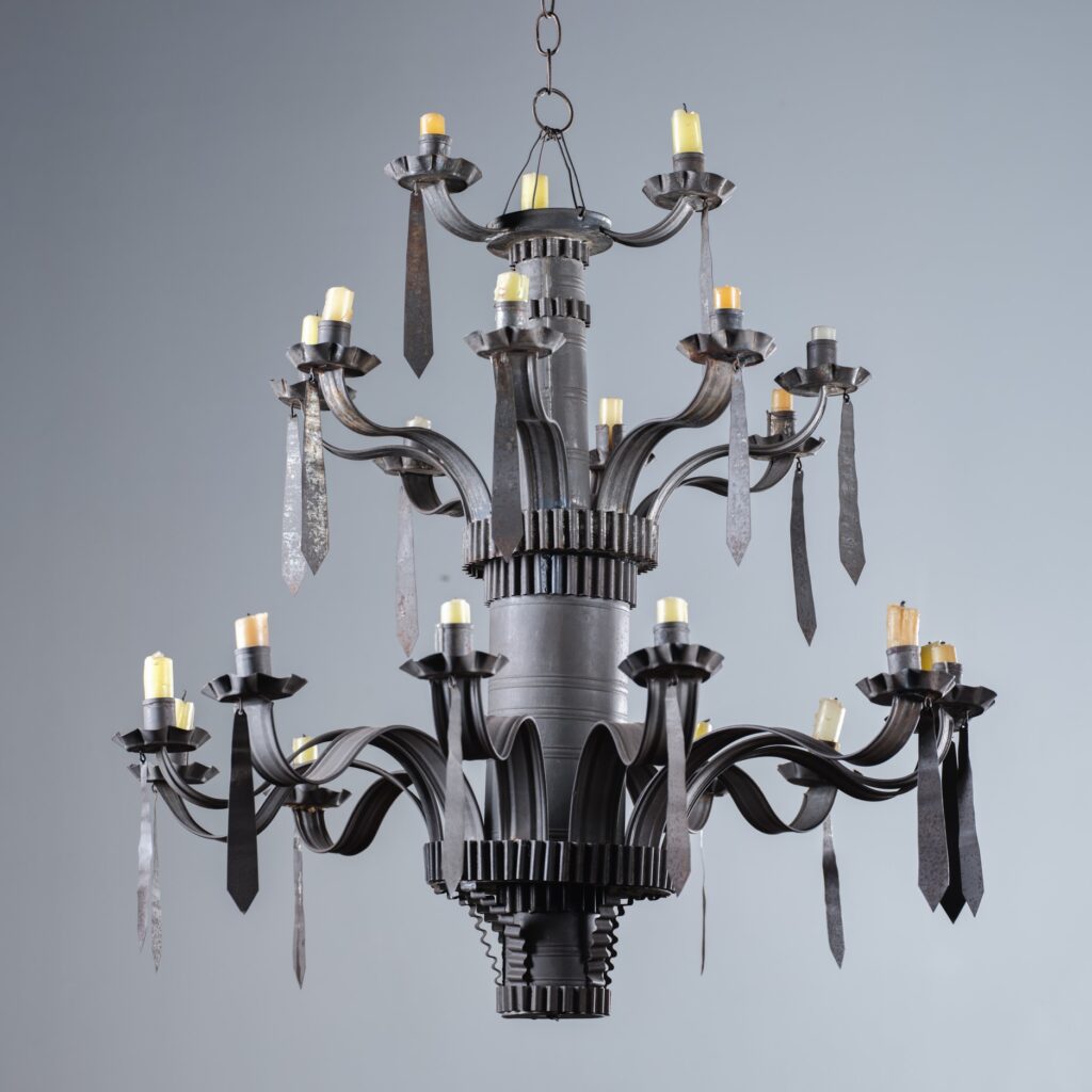 antique colonial tin chandelier