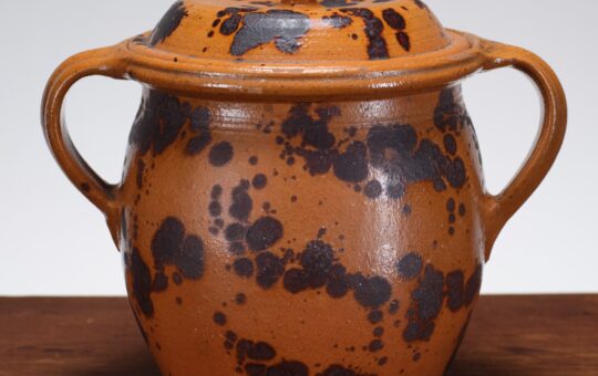 antique glazed covered pot