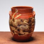 marbled glazed redware jar