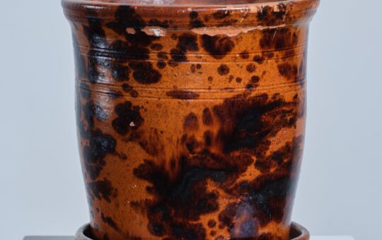 glazed redware flower pot