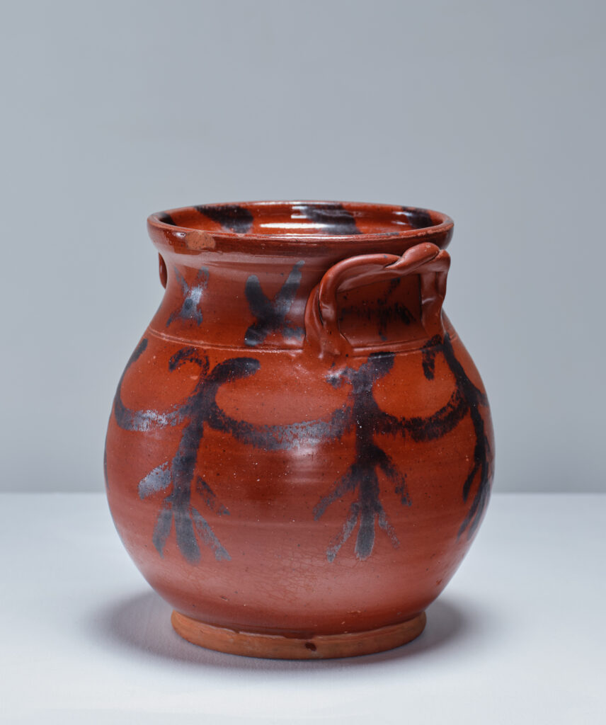 manganese decorated redware jar