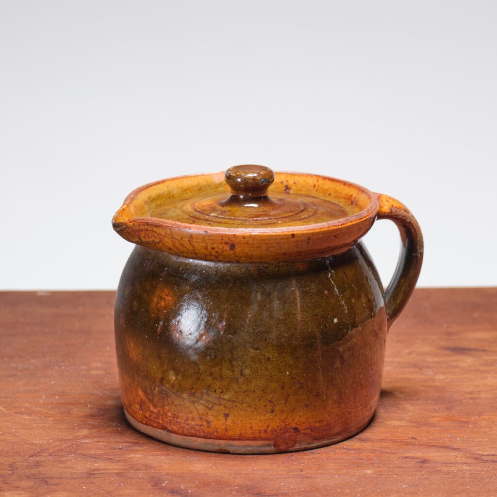 Pennsylvania glazed redware bean pot