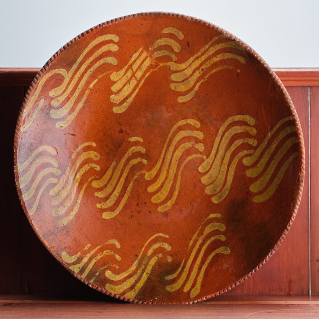 large glazed redware plate