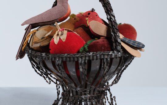 antique anniversary tinware basket