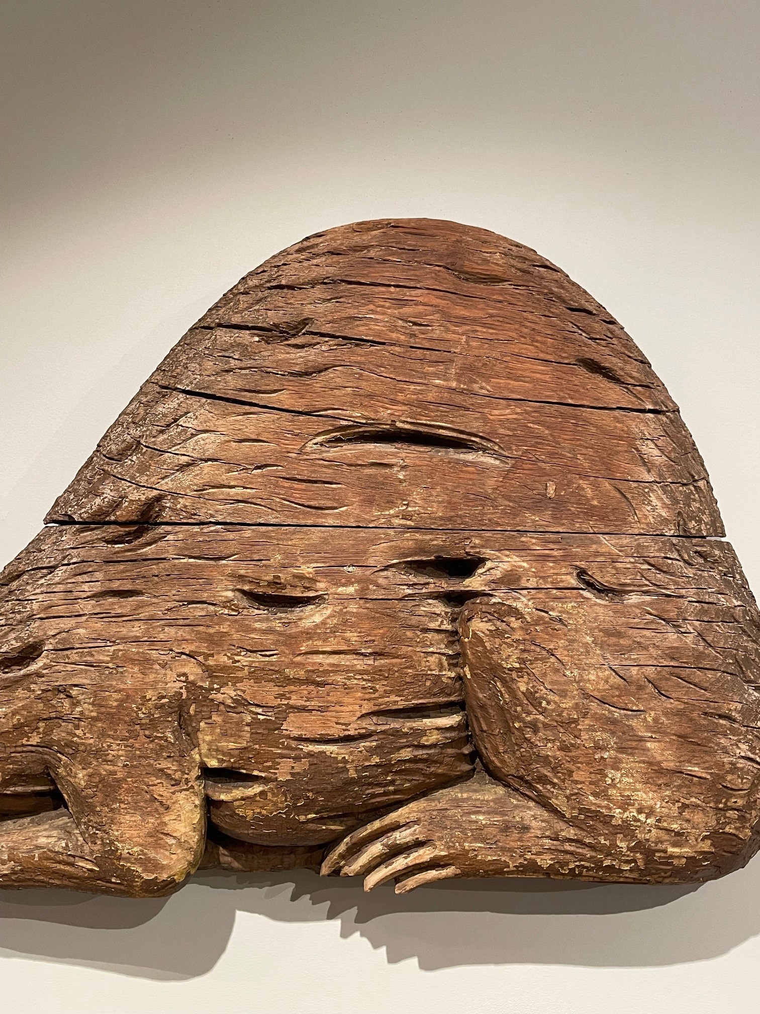 antique carved pine beaver rel=
