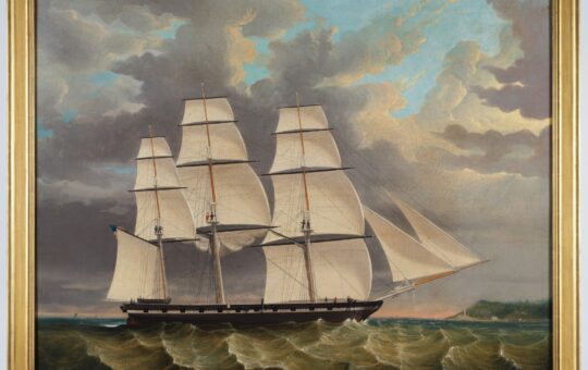 Boston Harbor ship painting