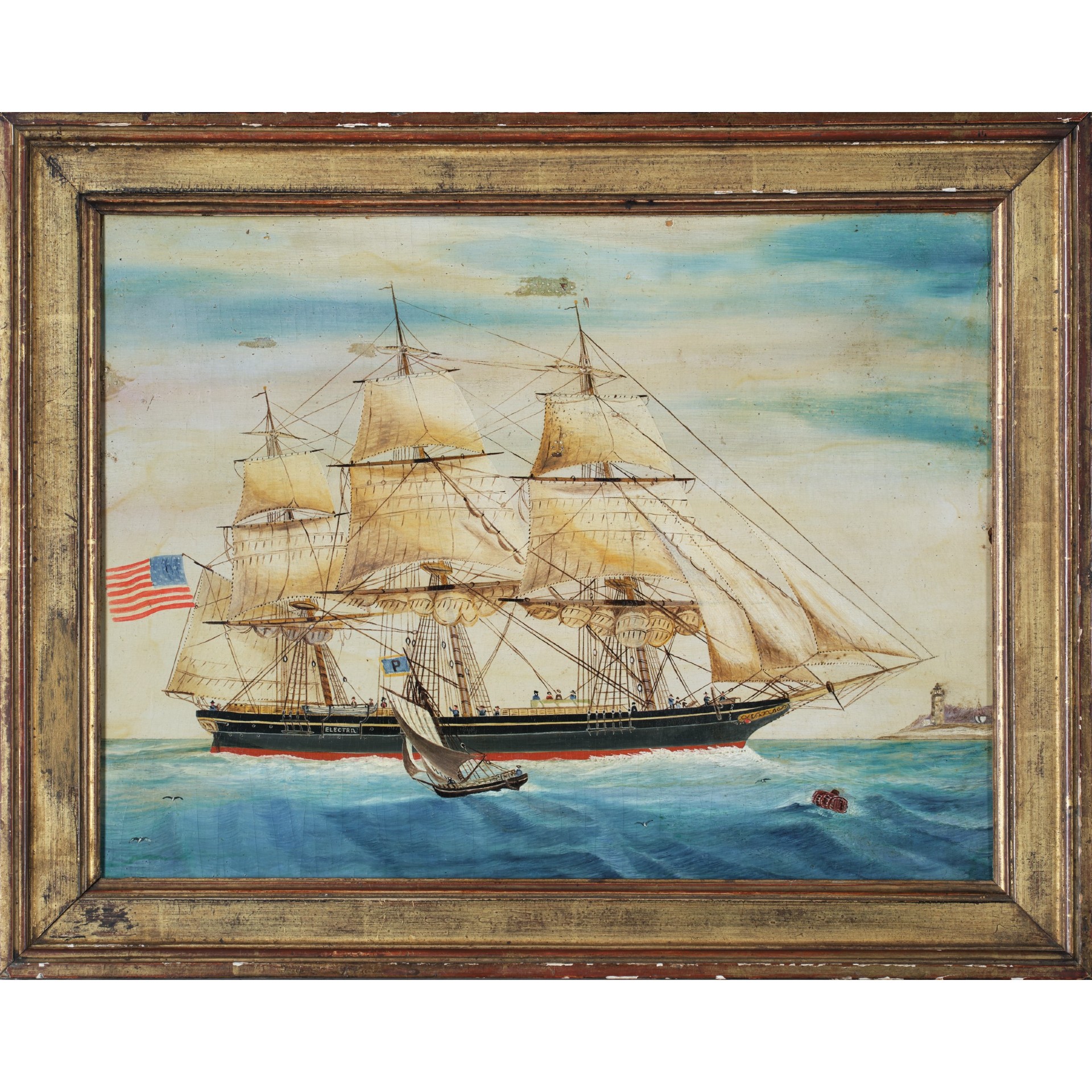 antique clipper ship painting rel=
