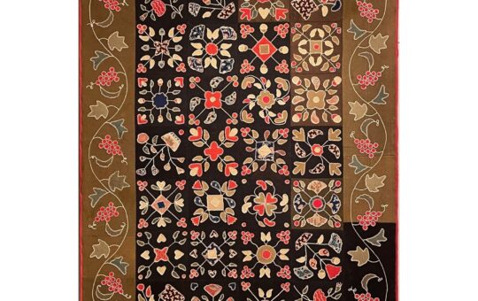 appliqued floral table rug