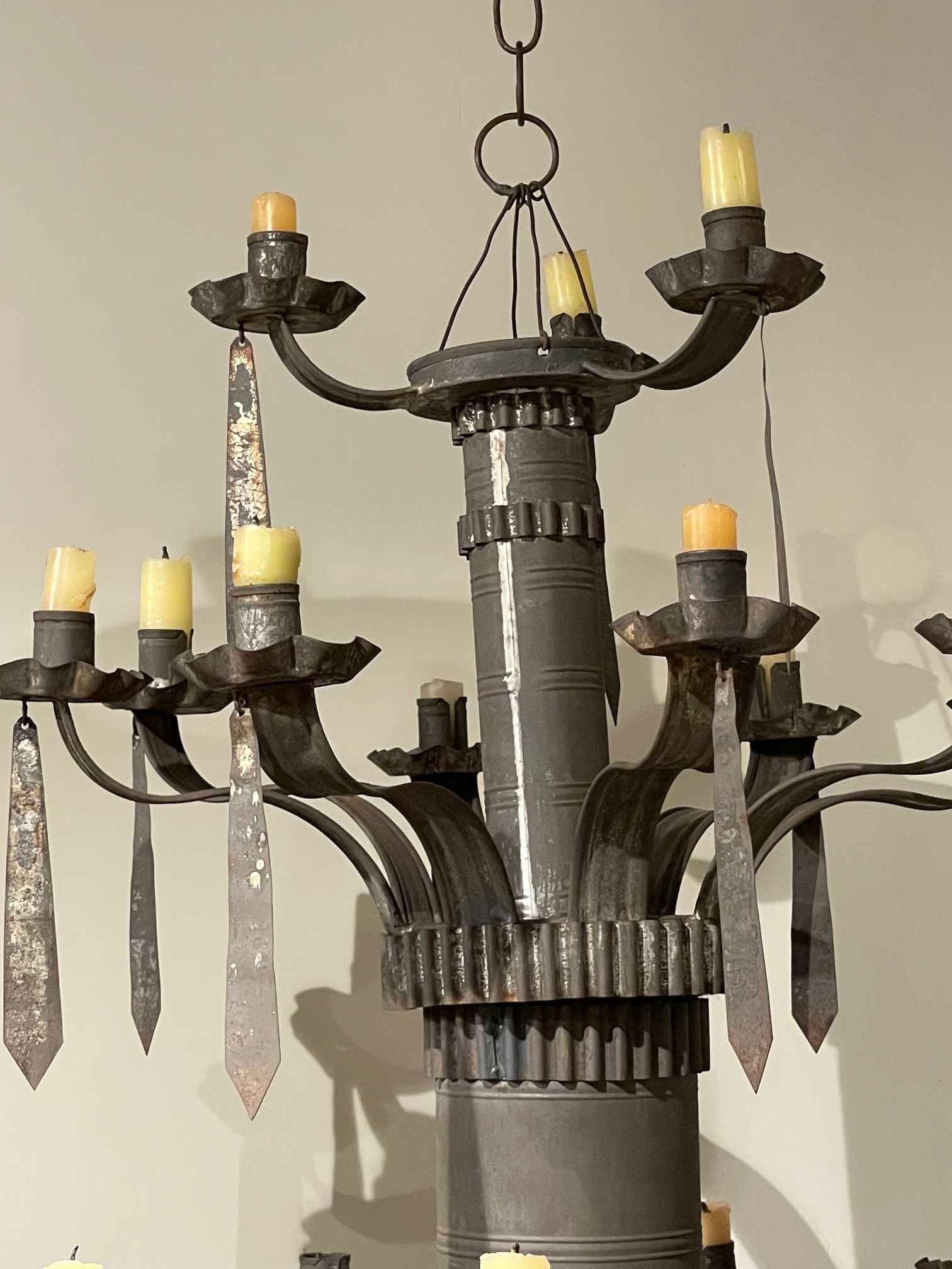 antique colonial tin chandelier rel=