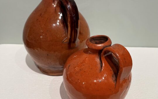 miniature glazed redware jugs
