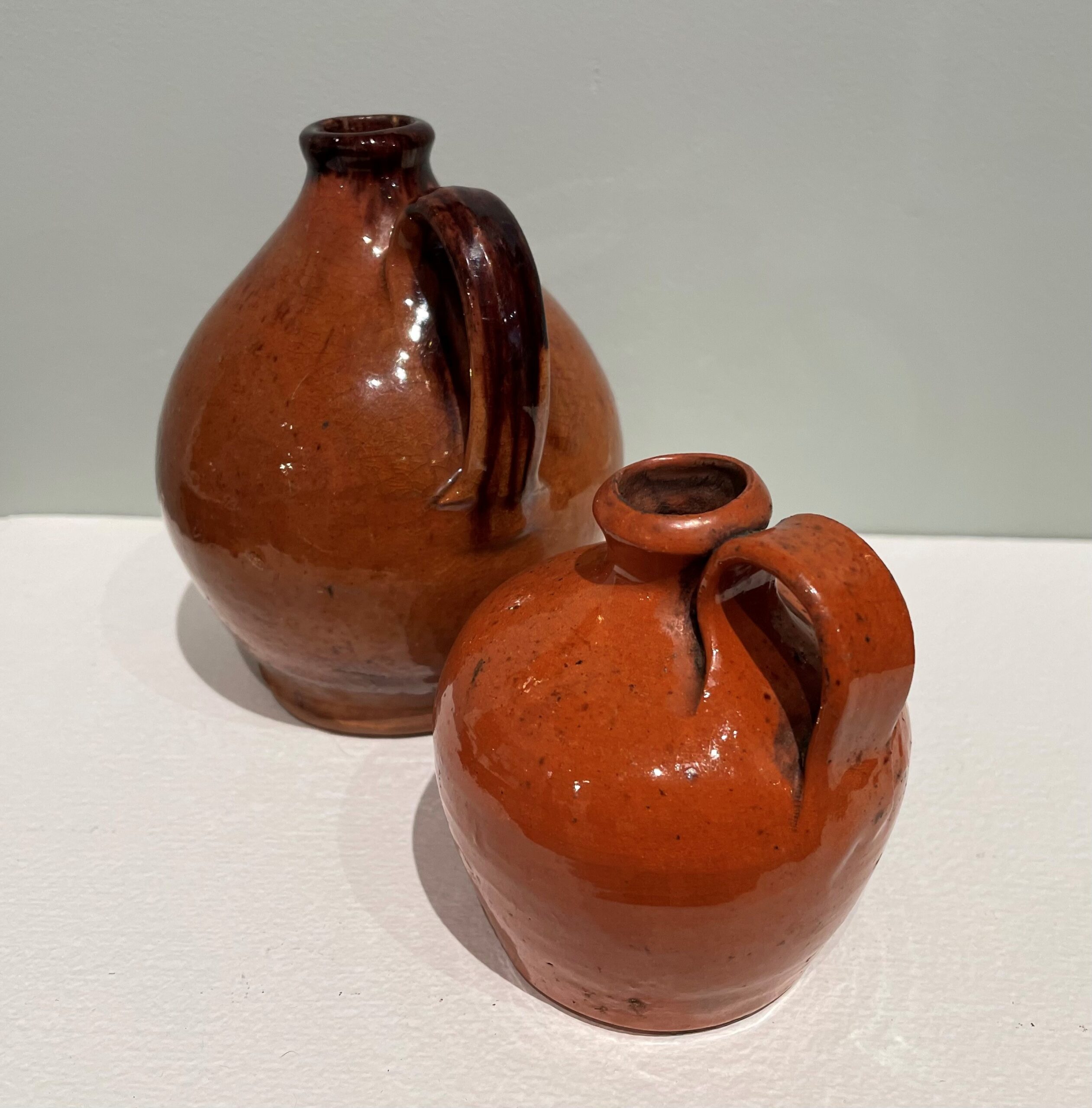 miniature glazed redware jugs rel=