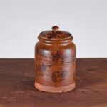 glazed redware lidded jar