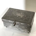 antique tin spice box