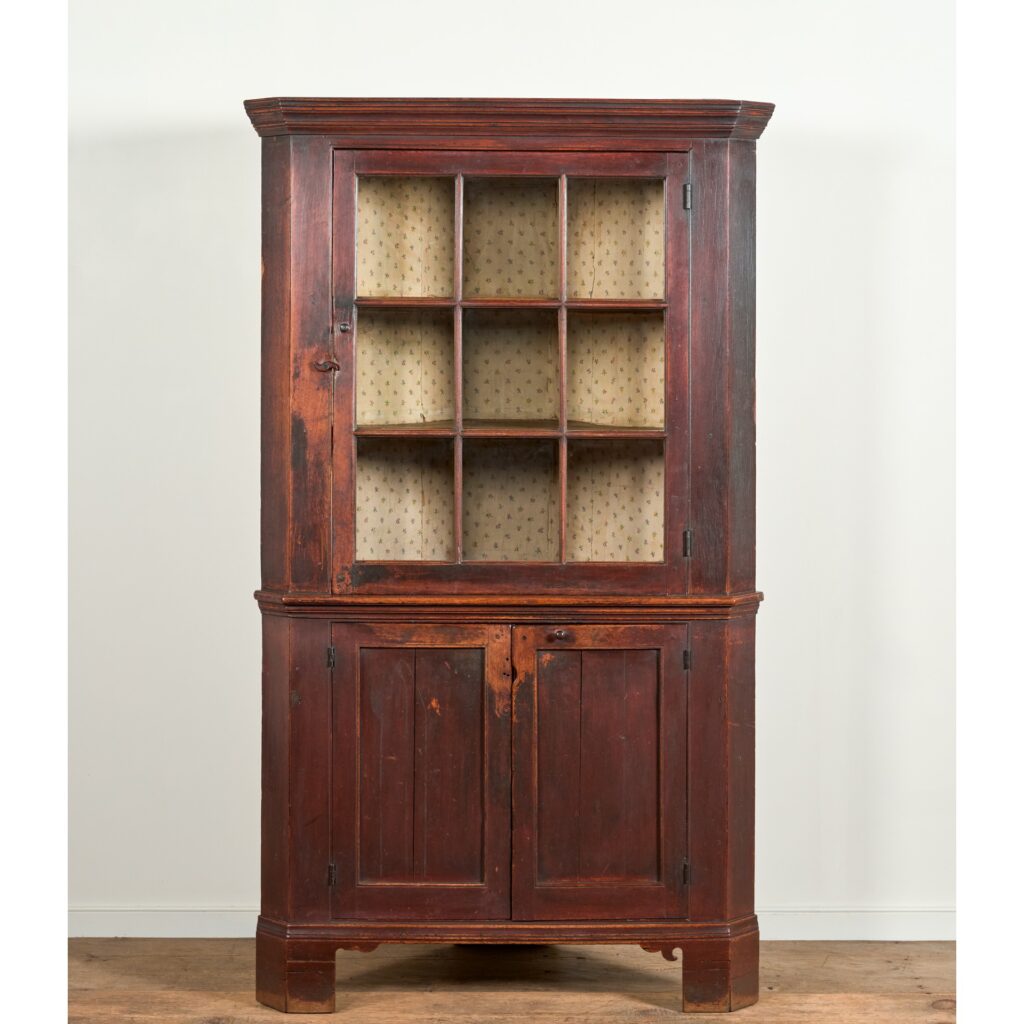 walnut diminutive corner cupboard