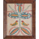 antique fraktur two birds