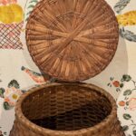 antique lidded tall basket