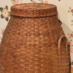 antique lidded tall basket