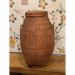 antique lidded tall basket