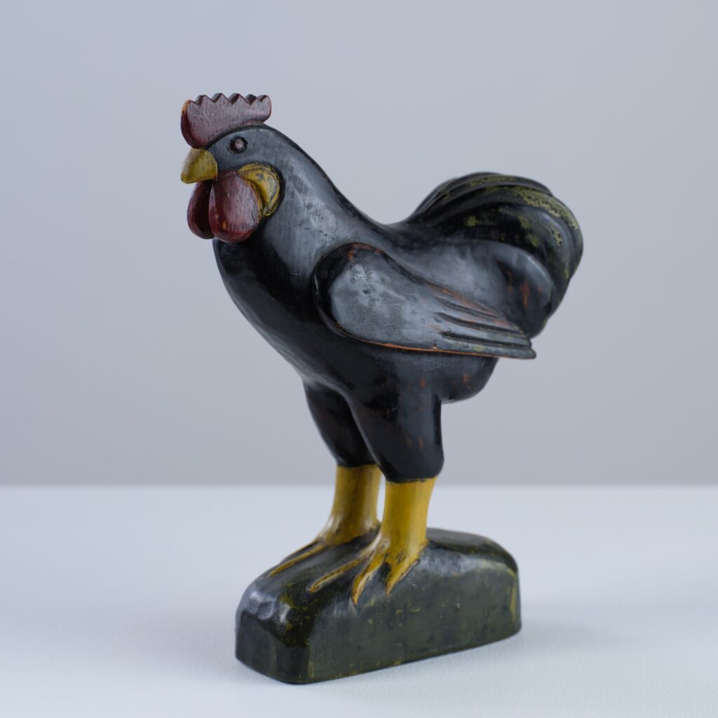 antique carved painted rooster