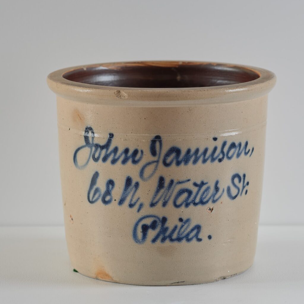 antique Philadelphia advertising crock