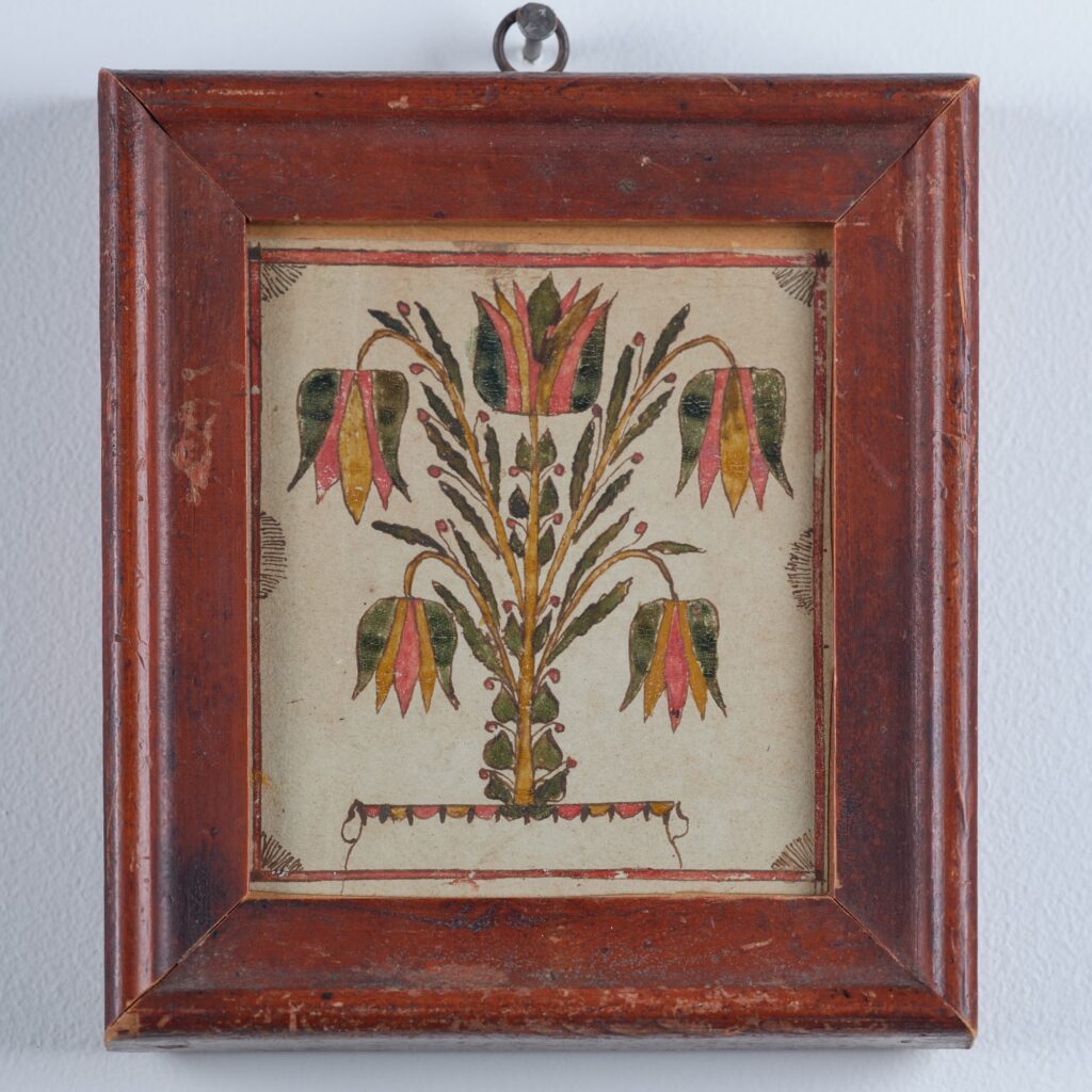 antique fraktur drawing of tulips