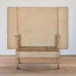 white-painted bench table