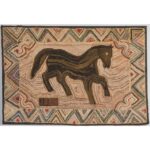 antique horse hooked rug