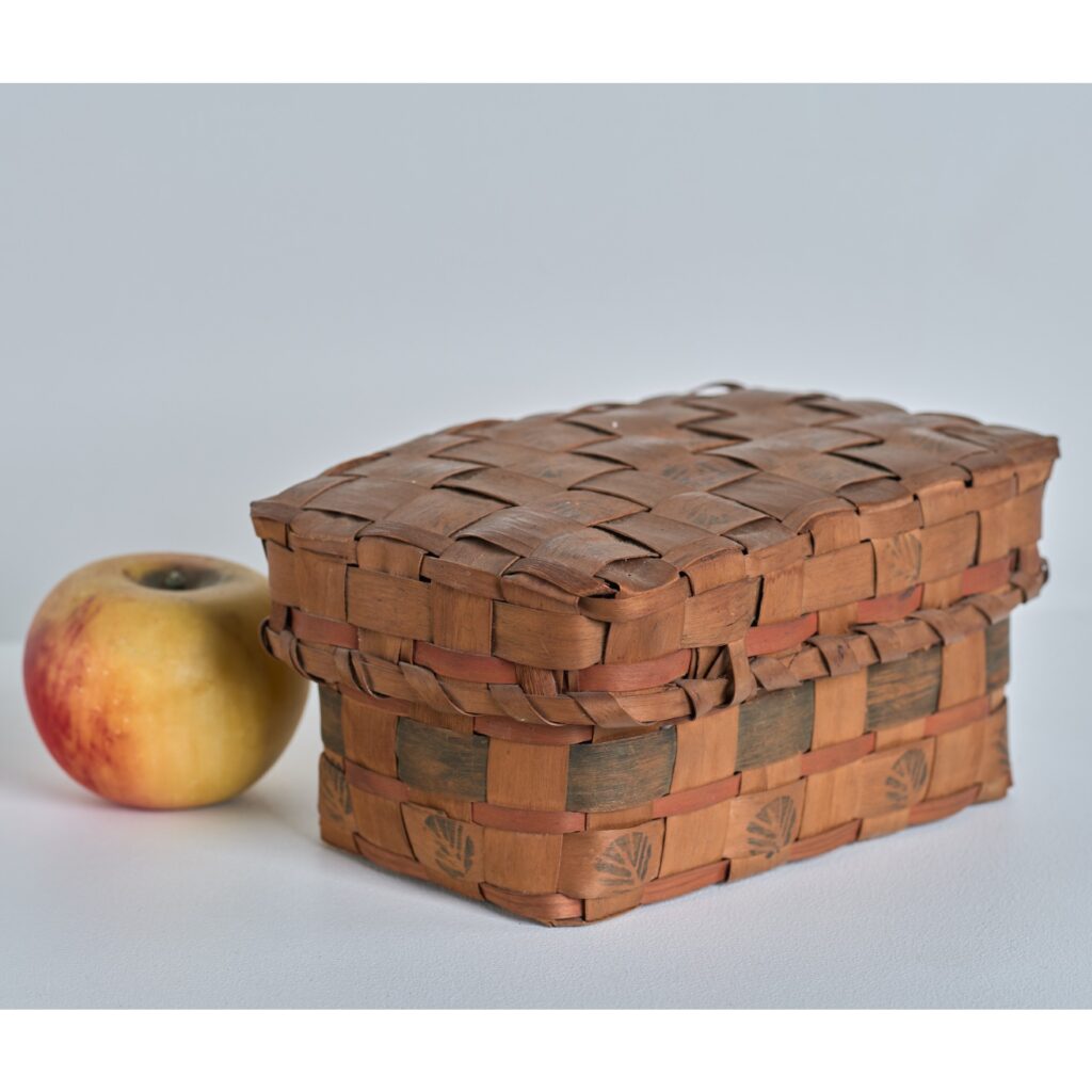 antique lidded woodlands basket