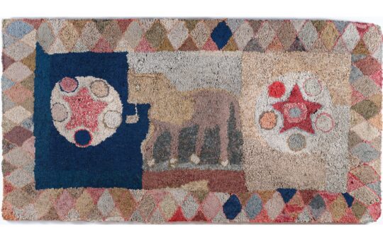 antique horse hooked rug