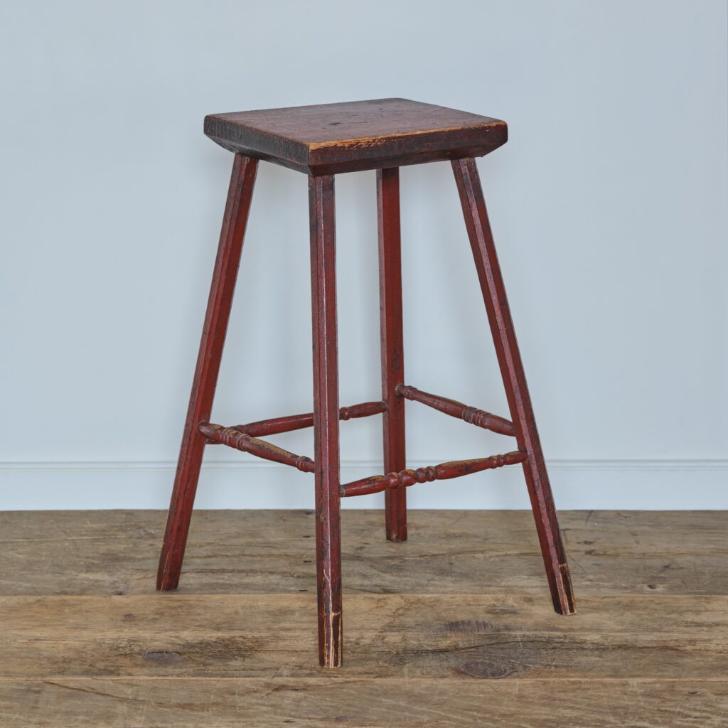 antique red high stool