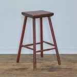 antique red high stool